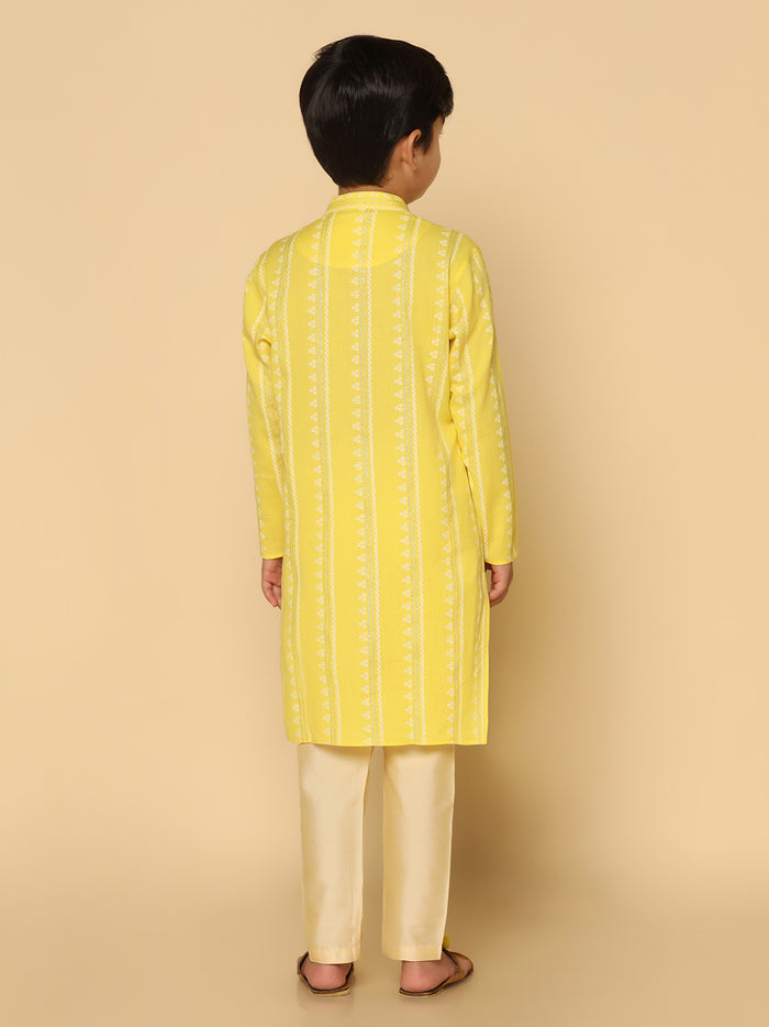 Boy's Yellow Kurta Pyjama Set