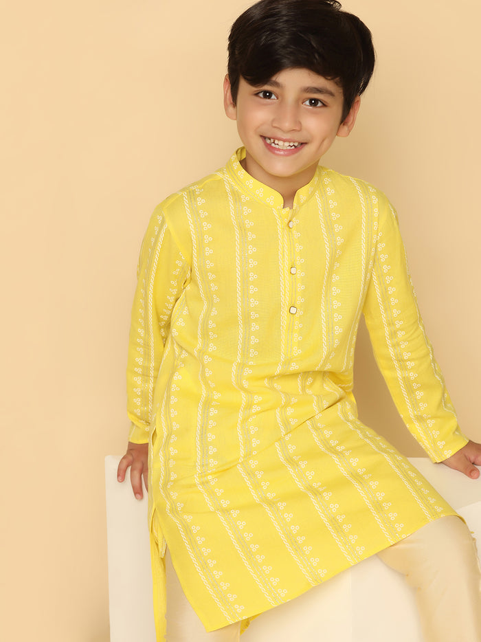 Boy's Yellow Kurta Pyjama Set