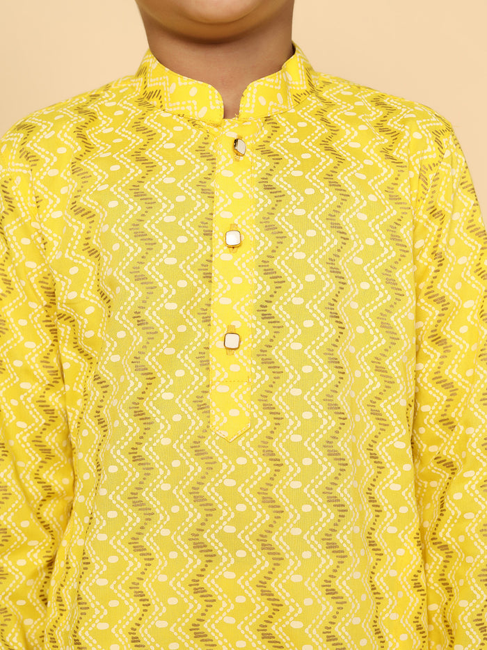 Boy's Yellow Printed Kurta