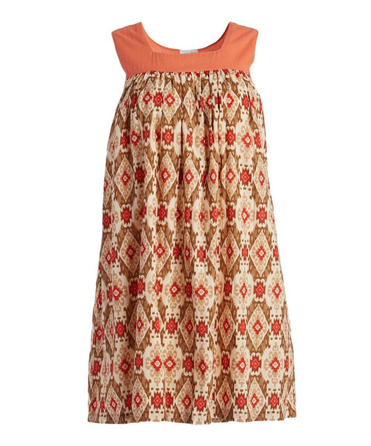 Brown & Orange Abstract Babydoll Dress Dress Yo Baby Wholesale