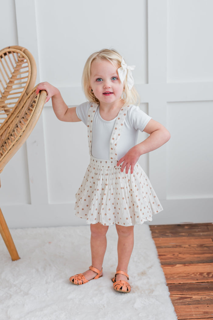 Brown Polka Dot Print Skort Dress Yo Baby India