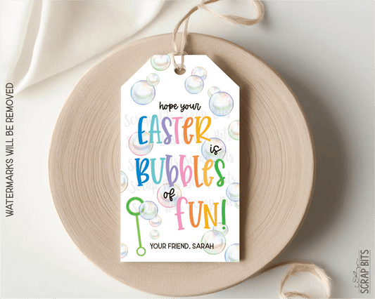 Bubbles of Fun, Personalized Easter Gift Tags - Scrap Bits
