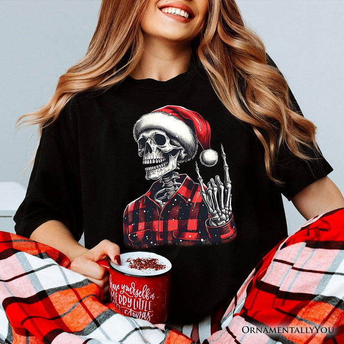 Buffalo Plaid Christmas Skeleton T‑Shirt, Brutal Guys Tee T-Shirts OrnamentallyYou