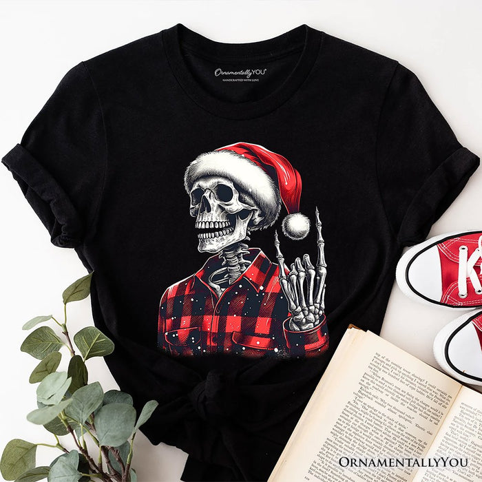 Buffalo Plaid Christmas Skeleton T‑Shirt, Brutal Guys Tee T-Shirts OrnamentallyYou Black XS