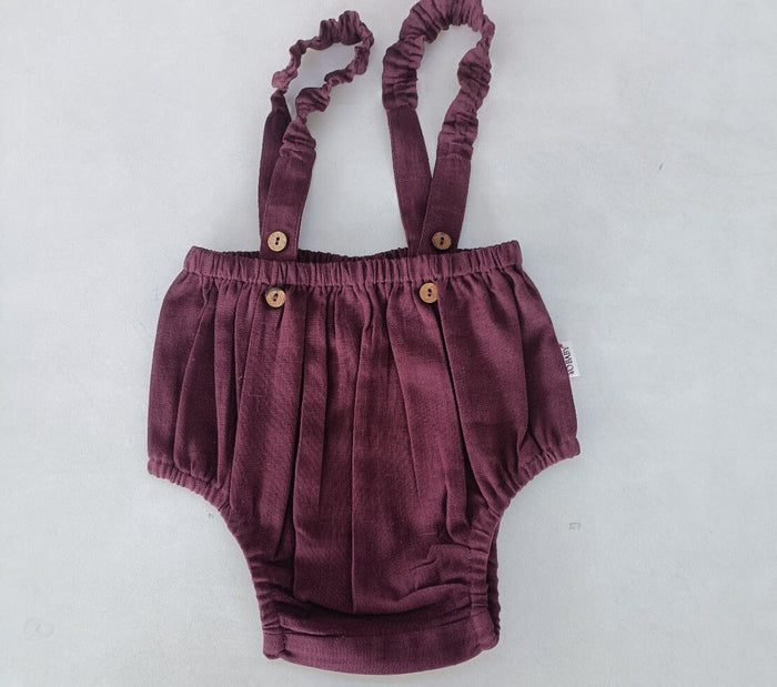 Burgundy Color Suspender Shorts-Style Diaper Cover Diaper Cover Yo Baby India
