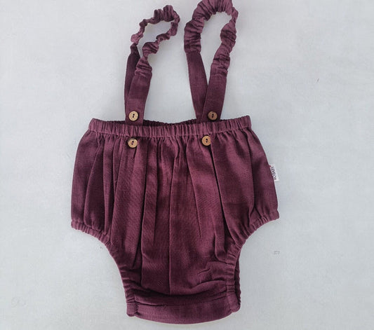 Burgundy Color Suspender Shorts-Style Diaper Cover Diaper Cover Yo Baby India