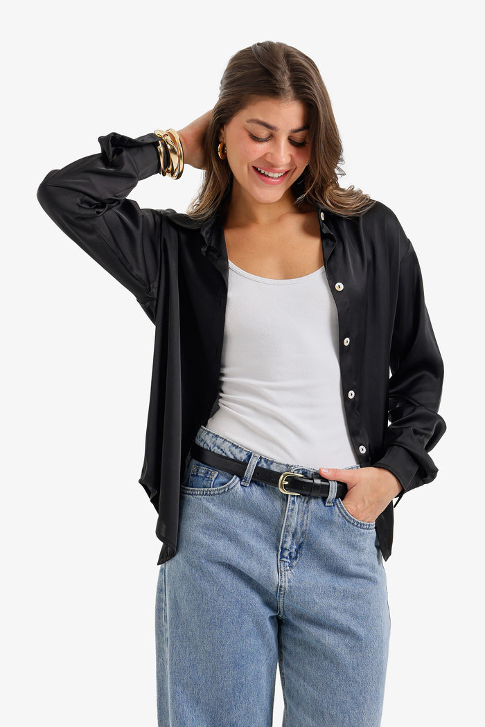 Button-Down Satin Shirt