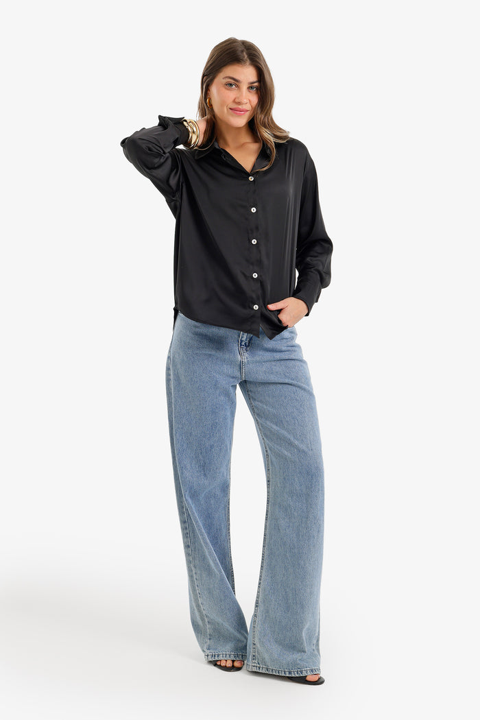 Button-Down Satin Shirt