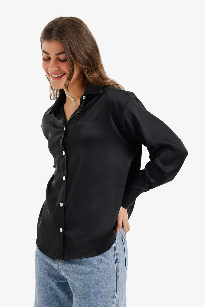 Button-Down Satin Shirt
