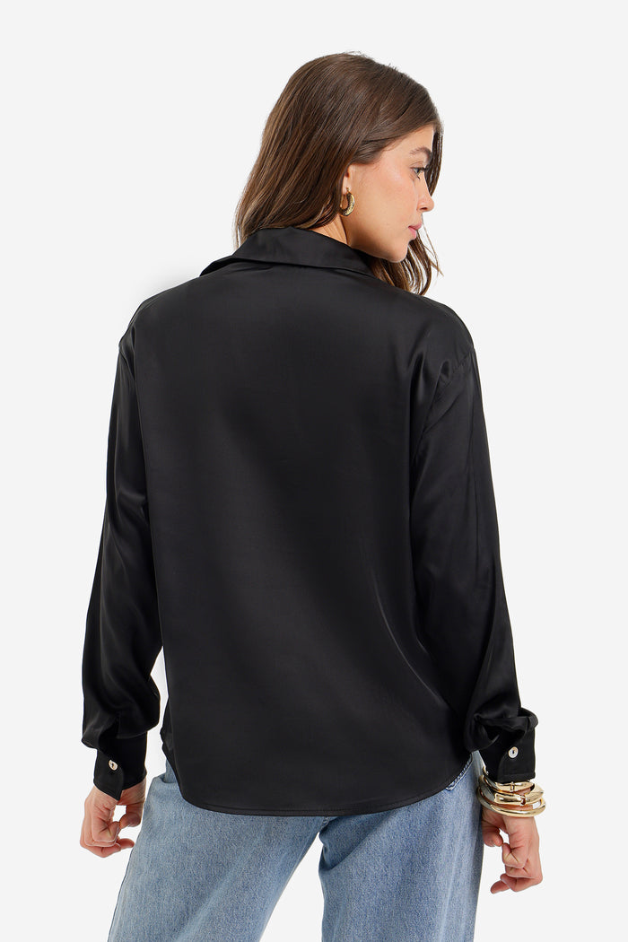 Button-Down Satin Shirt
