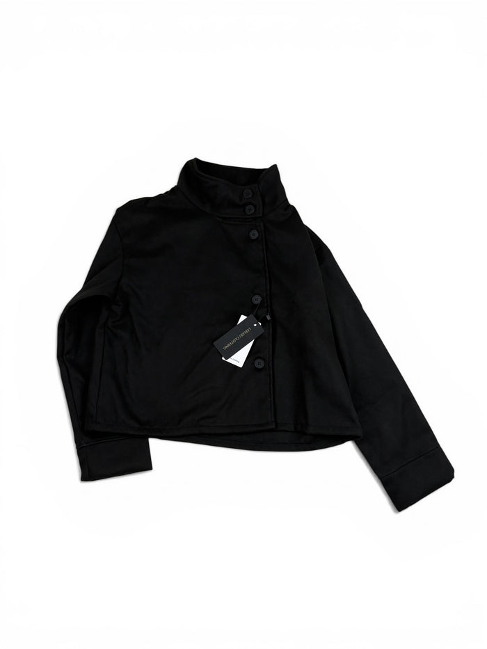 Button Mock Neck Cropped Top