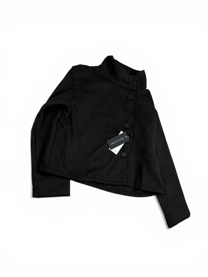 Button Mock Neck Cropped Top