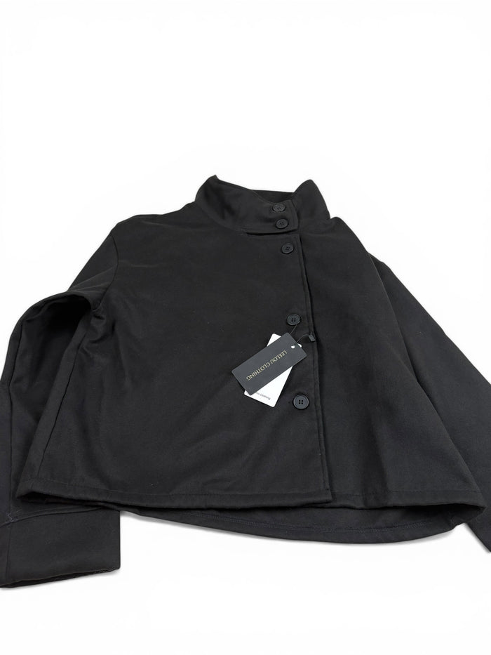 Button Mock Neck Cropped Top