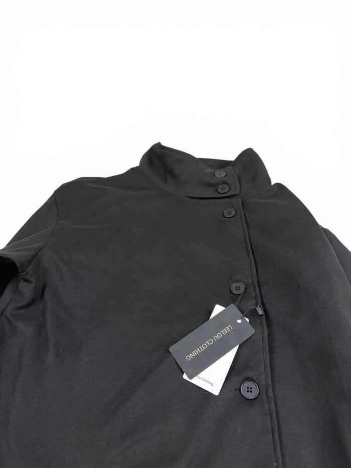 Button Mock Neck Cropped Top