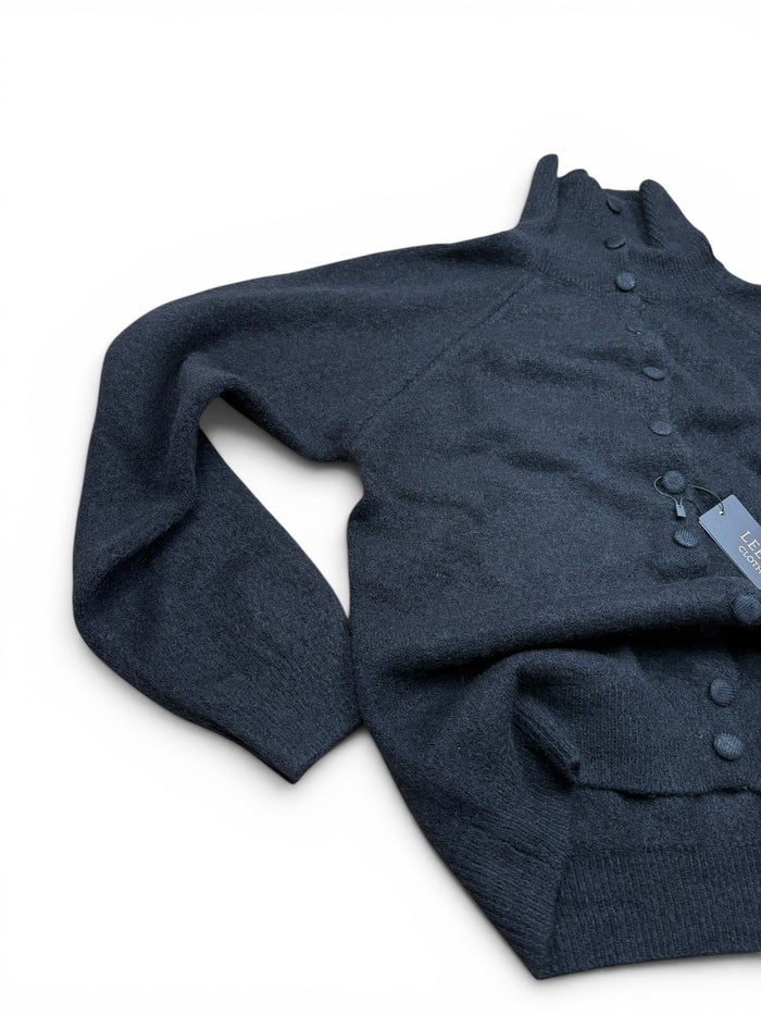 Button Up High Neck Knit Cardigan