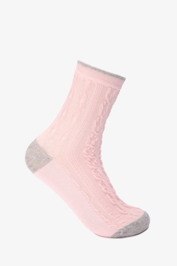 Cable Knit Long Socks - 3 Pairs