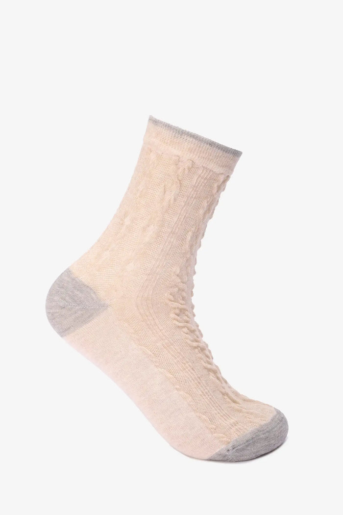 Cable Knit Long Socks - 3 Pairs