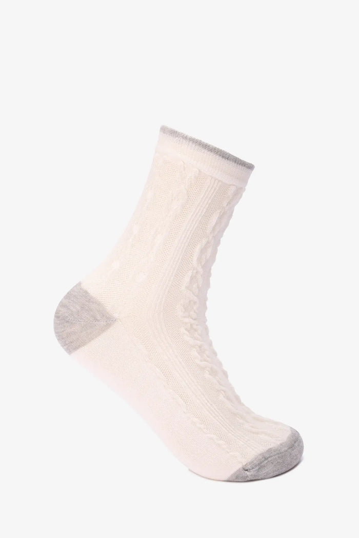 Cable Knit Long Socks - 3 Pairs