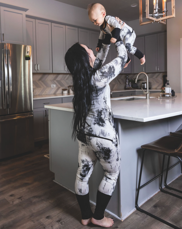 Caden & Crew Black Art For Autism At Your Leisure Snap Down Adult Romper