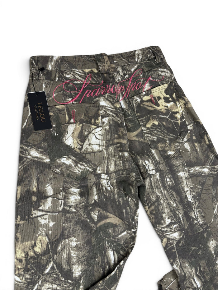 Camo Forest Embroidery Baggy Jeans
