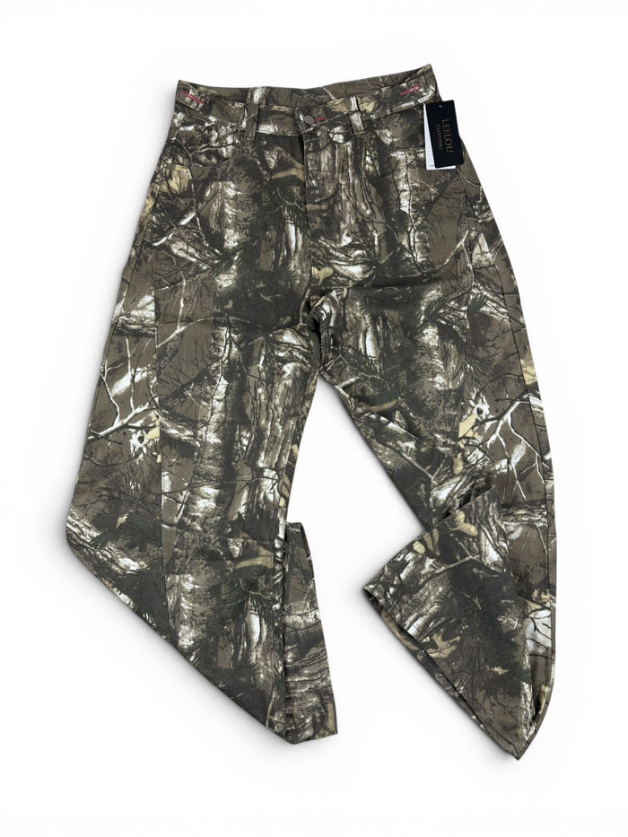 Camo Forest Embroidery Baggy Jeans
