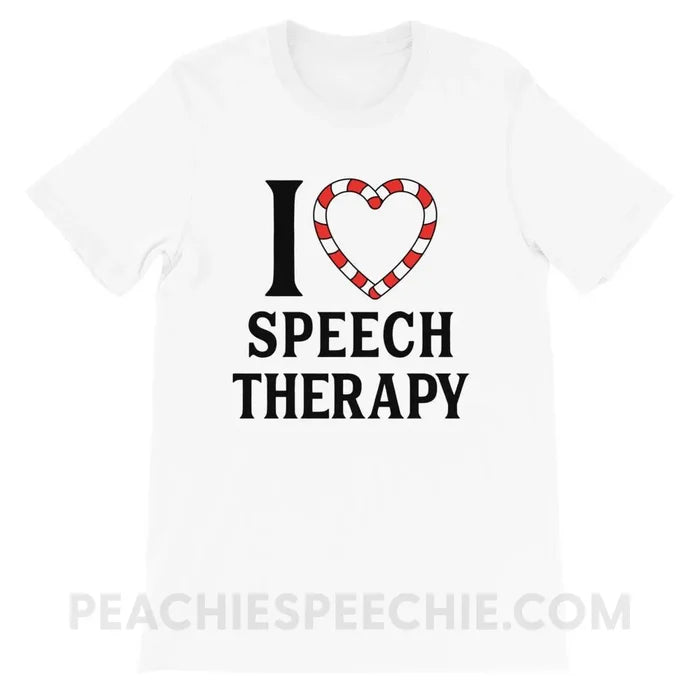 Candy Cane Heart Premium Soft Tee - White / XS - T-Shirts & Tops peachiespeechie.com