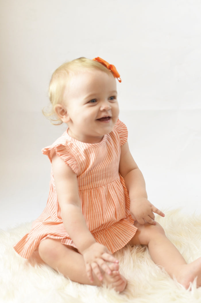 Candy Flutter-Sleeve Dress With Belt-Tie & Diaper Cover Set Sun Dress Yo Baby Wholesale