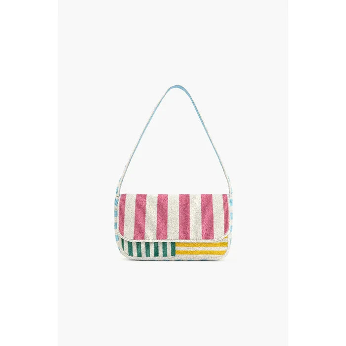 Candy Stripe Embellished Shoulder Bag