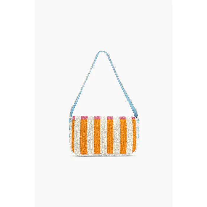 Candy Stripe Embellished Shoulder Bag