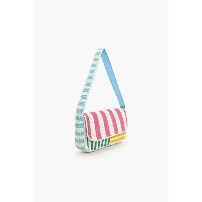 Candy Stripe Embellished Shoulder Bag