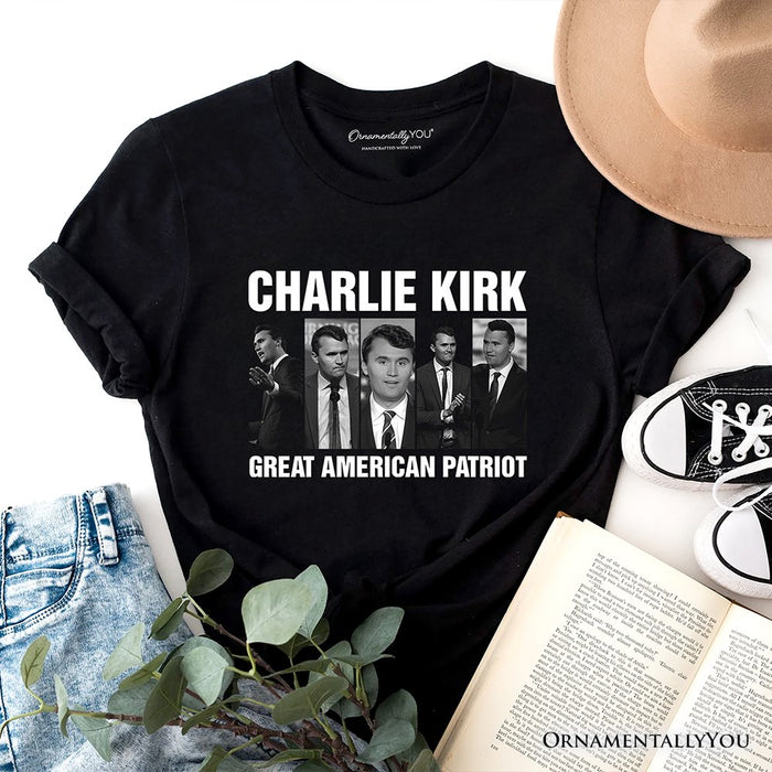 Charlie Kirk the Great American Patriot T-Shirt, Vintage Memorial Tee Gift T-Shirts OrnamentallyYou Black XS