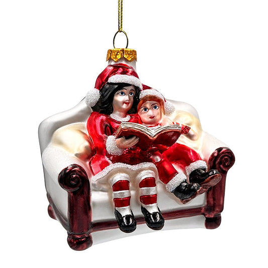(Pre-Order) Charming Kids on the Couch Glass Christmas Ornament, Sentimental Holiday Tree Decor Glass Ornament OrnamentallyYou