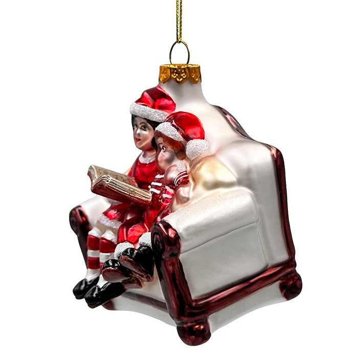 (Pre-Order) Charming Kids on the Couch Glass Christmas Ornament, Sentimental Holiday Tree Decor Glass Ornament OrnamentallyYou