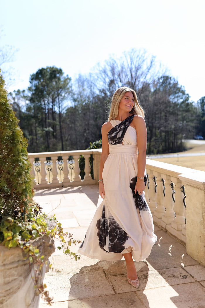 Chasing Dawn Halter Maxi - Black Peony