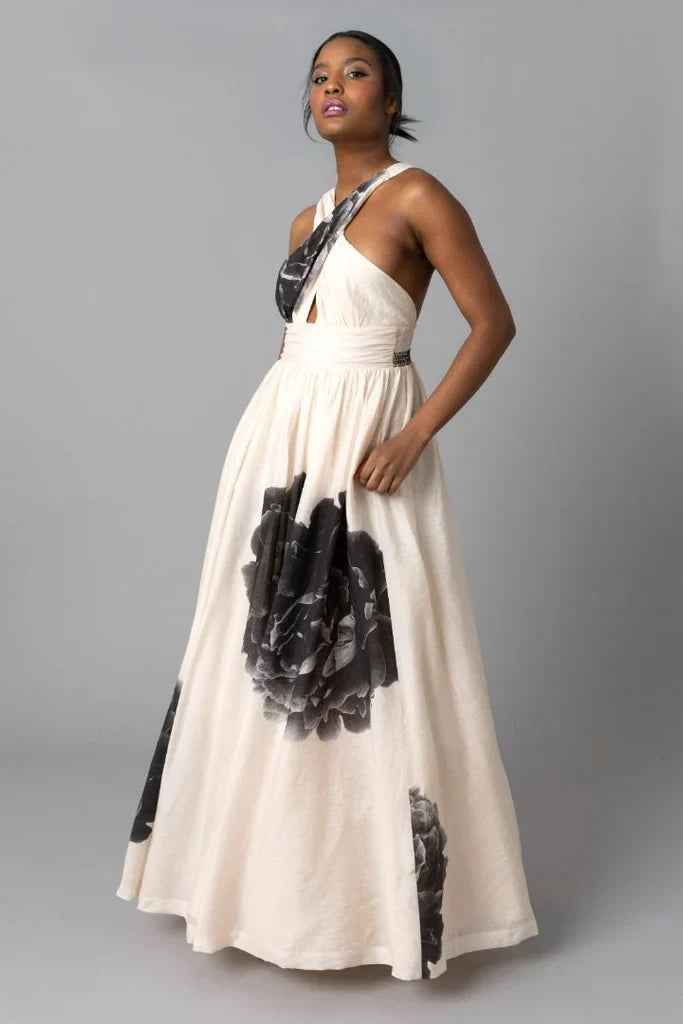 Chasing Dawn Halter Maxi - Black Peony