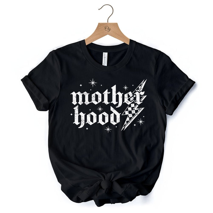 Checkered Motherhood Lightning T-Shirt, Black and White Retro Tee for Strong Mothers T-Shirts OrnamentallyYou