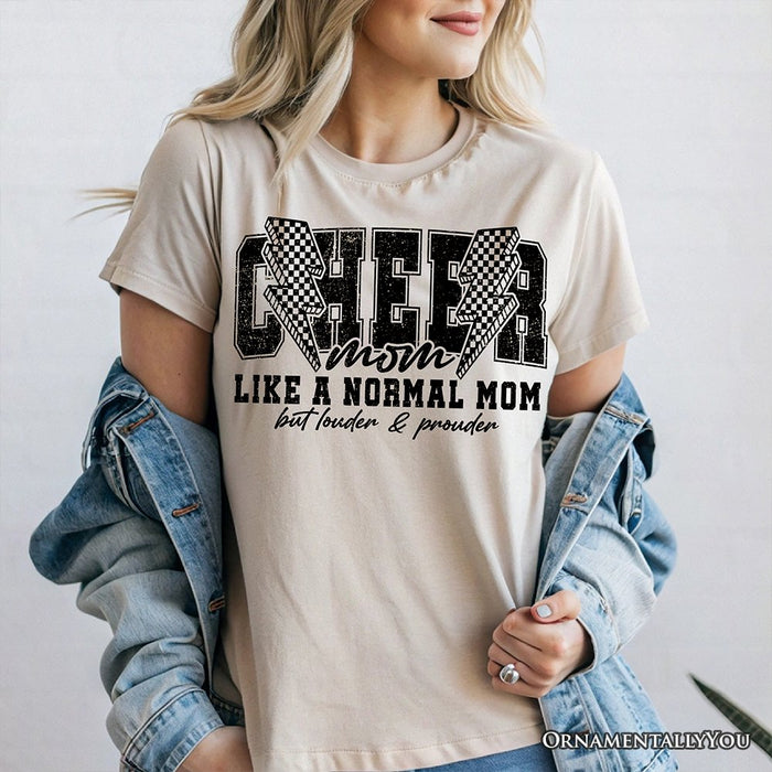 Cheer Mom Lightning T-Shirt, Cheerleader Retro White and Natural Tee for Proud Sports Mothers T-Shirts OrnamentallyYou