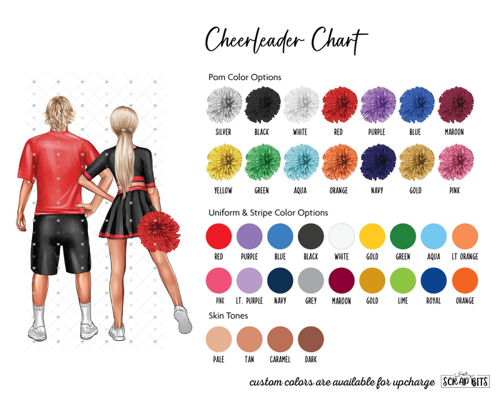 Cheerleader Group Print, Custom Cheerleading Team Gift, Hip Poms . Personalized Digital Portrait Print - Scrap Bits