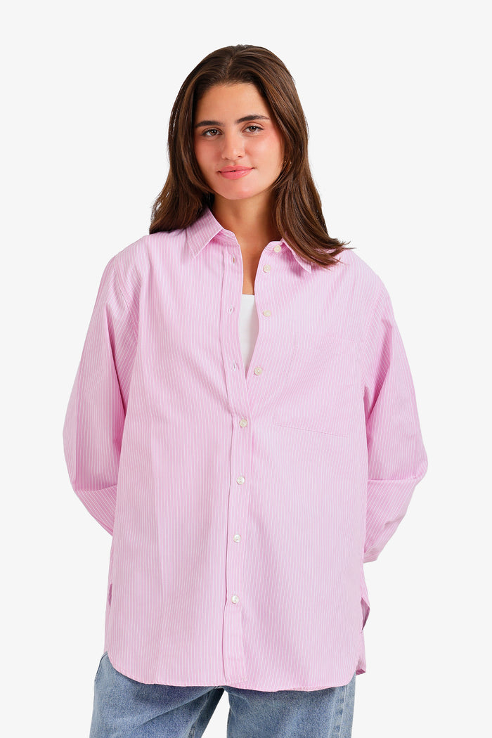 Chest-Pocket Striped Shirt