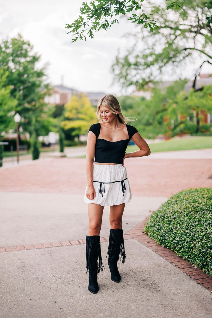 Cheyenne Mini Skirt - Off White/Black