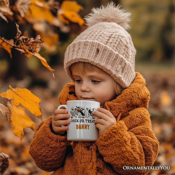 Chick or Treat Spooky Personalized Mug, Halloween Chicken Country Gift with Custom Name Personalized Ceramic Mug OrnamentallyYou