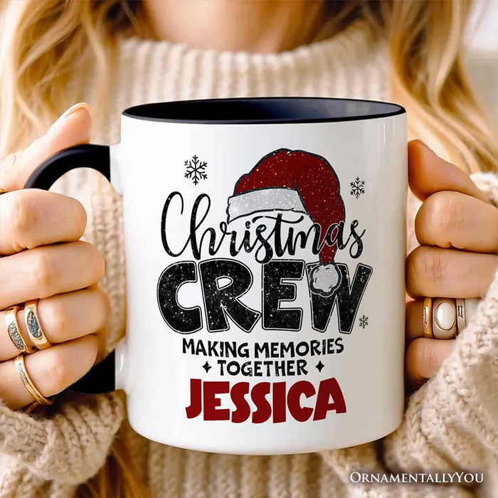 Christmas Crew Personalized Mug, Glitter Santa Hat Gift with Custom Name for Making Memories Personalized Ceramic Mug OrnamentallyYou