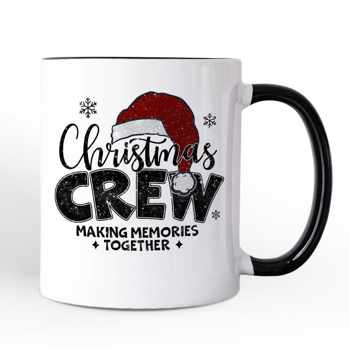 Christmas Crew Personalized Mug, Glitter Santa Hat Gift with Custom Name for Making Memories Personalized Ceramic Mug OrnamentallyYou White - Black Non-Custom