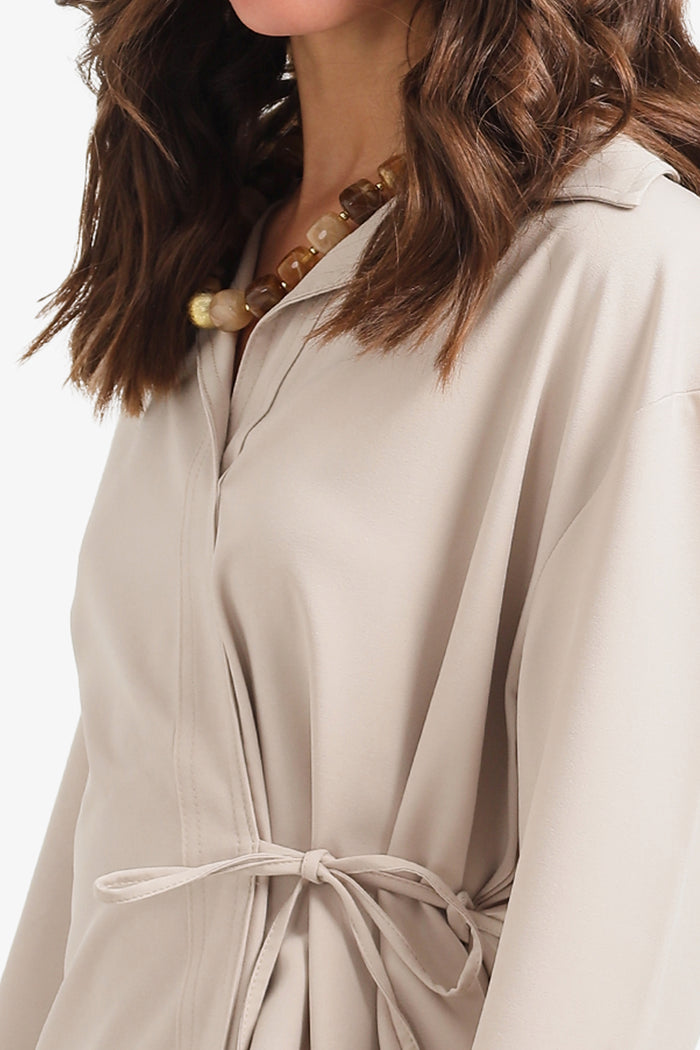 Cinched Hidden-Placket Shirt