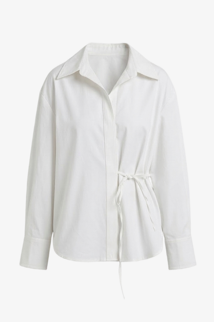 Cinched Hidden-Placket Shirt