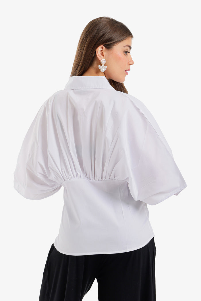 Cinched-Waist Peplum Shirt