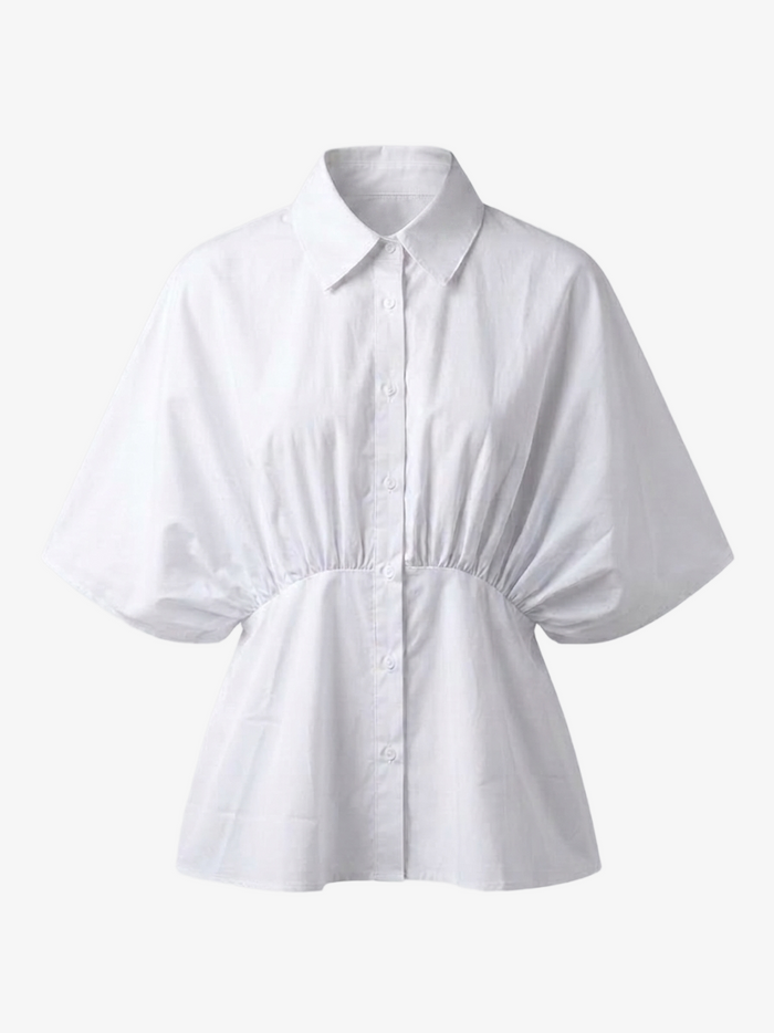 Cinched-Waist Peplum Shirt