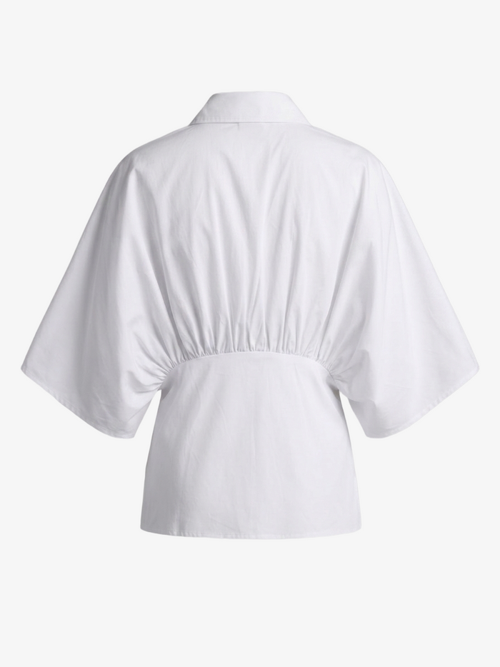 Cinched-Waist Peplum Shirt