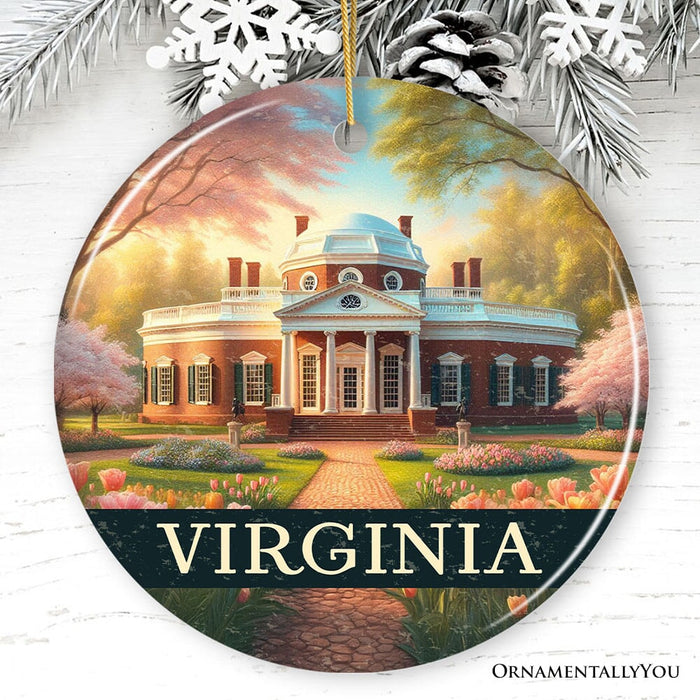Classic Virginia Jefferson’s Monticello Christmas Ornament, Southern Charm Gift and American History Keepsake Ceramic Ornament OrnamentallyYou