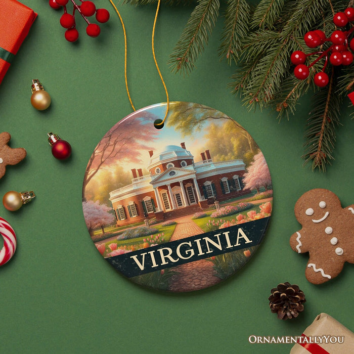 Classic Virginia Jefferson’s Monticello Christmas Ornament, Southern Charm Gift and American History Keepsake Ceramic Ornament OrnamentallyYou